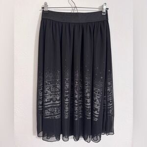 Lularoe Lola floral overlay midi skirt, black and white floral print, size XS